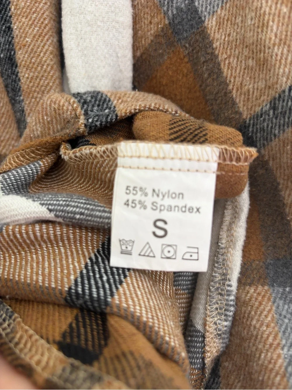 Cozy Plaid Button-Up Shacket in Camel & White